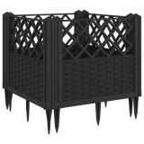 Cumpara ieftin Jardiniera de gradina cu spalier, negru, 43,5x43,5x43,5 cm, PP