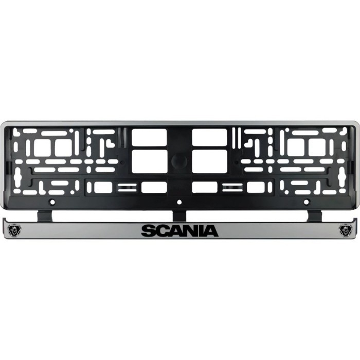 Set 2 bucati, suport numar inmatriculare argintiu Scania II