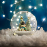 Glob de sticlă cu LED &ndash; de Crăciun &ndash; om de zăpadă+pin