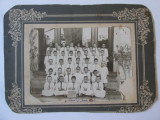 Fotografie mare pe carton 245x178 mm 1913:Elevii cls.II școala 28-13 Septembrie, Alb-Negru, Romania 1900 - 1950, Portrete