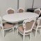 Set lux masa alba extensibila 150/190/90/77 h + 6 scaune tapitate bej PERSONALIZABIL PE CULORI