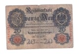Bancnota Germania 20 mark/marci 8 iunie 1907, circulata, uzata