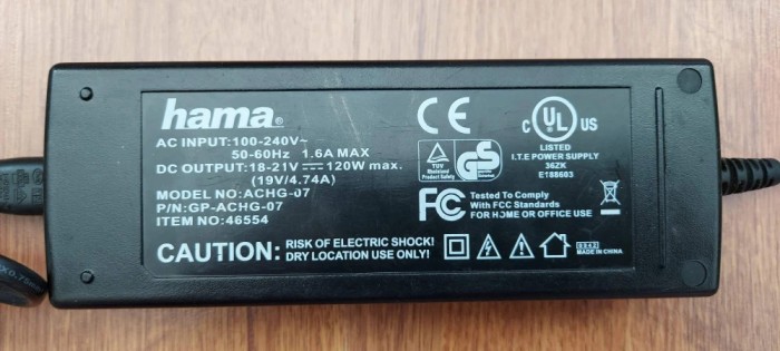 ALIMENTATOR HAMA 18-21V/4.74A - 120W MODEL ACHG-07