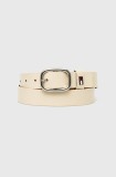 Tommy Jeans curea de piele femei, culoarea bej, AW0AW15836