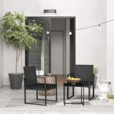 Outsunny Set de cafea din ratan PP din 3 piese cu perne, Mobilier bistro pentru exterior cu fotolii cu efect de ratan si masa cu blat din sticla, pent