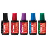 Tuș Stampila Kores 27ml: Negru, Albastru, Roșu, Verde, Violet - Tuș de calitate pentru Stampile Mecanice și Plastice, Rezistent, Aplicator Inclus