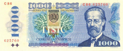 SLOVACIA █ bancnota █ 1000 Korun █ 1993 █ P-19 █ SERIE C █ UNC foto