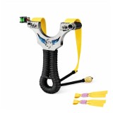 Praștie de precizie metalica cu laser si vizor, DEPOX&reg;, 2 elastice de rezervă, 12 cm, negru