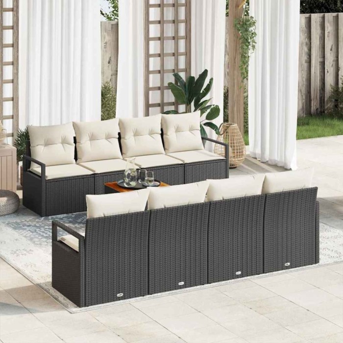 vidaXL Set de canapele pentru grădină 9 pcs Negru și alb 3356346