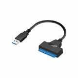Cablu USB cu adaptor SATA 3, Ugreen, transfera date de la SATA 3 la USB 3 pentru HDD 2.5 sau SSD 2.5, viteza 6 Gbps UASP, negru