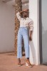 Blugi Dama Ankle Straight Oraije Albastru Deschis Talie Inalta Bumbac Lejer