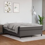 Pat box spring cu saltea, gri, 140x190 cm, piele ecologica GartenMobel Dekor, vidaXL