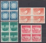 ROMANIA 1952 LP 329 UNIUNEA INTERNATIONALA A STUDENTILOR SERIA IN BLOC DE 4 TIMBRE STARE MNH