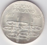 Monedă Finlanda 10 Markkaa 1967 &ndash; 50 ani de independență, argint 900