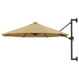 Umbrela soare montaj pe perete tija metalica gri taupe 300 cm GartenMobel Dekor, vidaXL