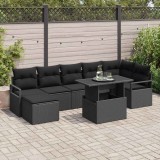 vidaXL Set de canapele pentru grădină cu pernă 8 pcs Negru