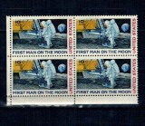 SUA 1969 - Primul om pe Luna, aselenizarea, bloc de 4 neuzat