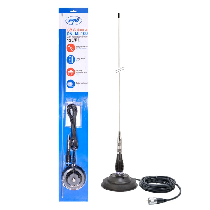 Resigilat : Antena CB PNI ML100, lungime 100 cm, 26-30MHz,250W, magnet 125mm inclu
