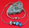 Colier Argint Pandora cu 4 Charmuri Sticla Murano, 50.5 cm, 47.5 grame