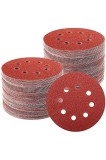 Set 100 discuri abrazive rotunde cu velcro, 125 mm, 8 gauri, pentru slefuitori orbitali