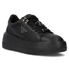 Sneakers dama piele naturala, cu detaliu decorativ, Negru - 41