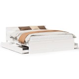 Cumpara ieftin Cadru de pat fara saltea/cu tablie, alb, 180x200 cm, lemn pin