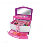 Set de joaca cu 3 nivele cu produse cosmetice de frumusete si oglinda pe capac