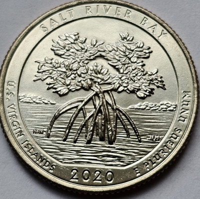 25 cents / quarter 2020 USA, US Virgin Islands, Salt River Bay unc, litera P foto