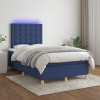 VidaXL Pat cu arcuri, saltea și LED, albastru, 120x200 cm, textil