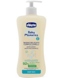 Gel de dus si sampon 2 in 1 fara lacrimi Baby Moments Baby Skin 0 luni +, 500ml, Chicco