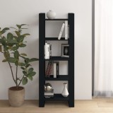 VidaXL Bibliotecă/Separator cameră, negru, 60x35x160 cm, lemn masiv