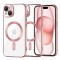 Husa iPhone 15 6.1 Silicon Magsafe Transparenta &amp; Roz