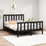 VidaXL Cadru de pat, negru, 140x190 cm, lemn masiv de pin