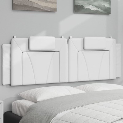 vidaXL Pernă pentru tăblie pat, alb, 160 cm, piele artificială foto