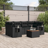 Gossi set canapele de gradina cu perne, 7 piese, negru, poliratan