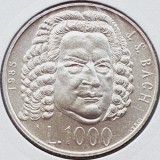 697 San Marino 1000 Lire 1985 Johann Sebastian Bach km 183 argint