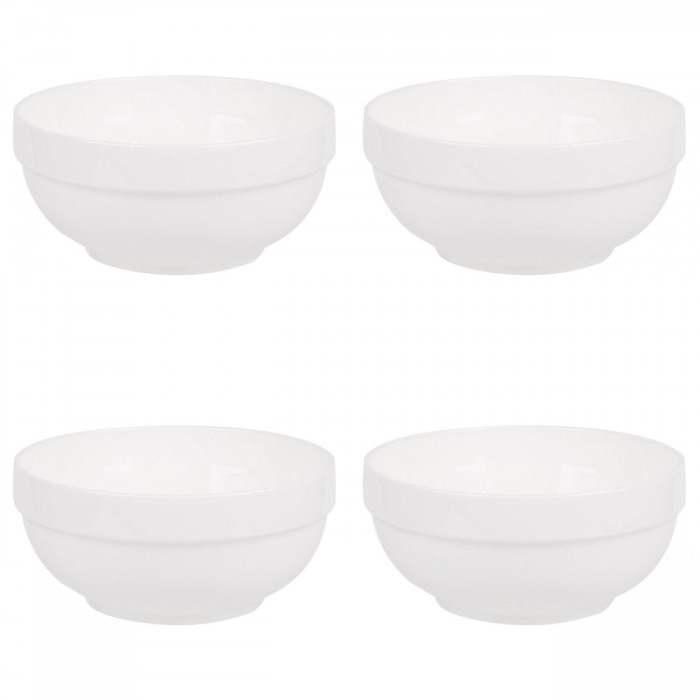 Set boluri, 4 piese, 1.2 l, Portelan, Alb