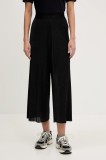 Sportalm pantaloni culoarea bleumarin, drept, high waist, 650158