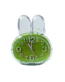 Ceas de Masa Verde cu Alarma Iepure, 16cm, Quartz, Analogic, Stil Modern, Plastic, Baterie AA, Tip Cifre Arabe