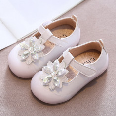 Pantofiori albi pentru fetite - Floare de colt (Marime Disponibila: 12-18 luni foto