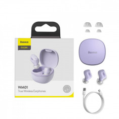 Căști Wireless Bluetooth 5.3 Baseus Encok WM01 TWS Versiune Modernizată Violet (NGTW240005) foto