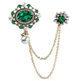 Cumpara ieftin Brosa dubla cu cristale verzi