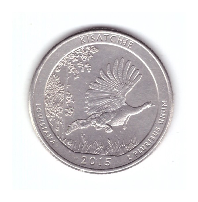 Moneda SUA 25 centi/quarter dollar 2015 P Louisiana Kisatchie, stare foarte buna