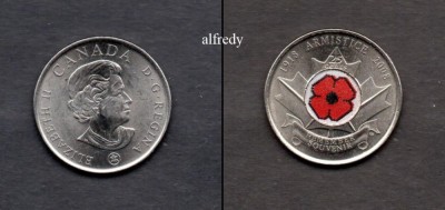 CANADA 2008 25 cents Armistice Day, color foto