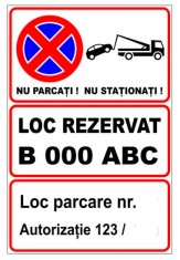 Indicator personalizat nu parcati nu stationa foto