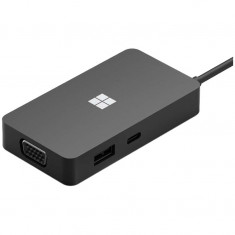 Adaptor multiport Microsoft Travel Hub, USB-C 3.2, Gigabit, HDMI, VGA, Negru