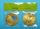 Set 2 monede China 5 Yuan 2022 UNC Seria &quot;Olimpiada de iarna 2022 Beijing&quot;
