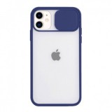 Husa Silicon Protectie Camera Huawei P40 Lite, Transparenta cu Albastru