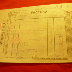 Factura Firmei Zimmer & Comp. SA- Uleiuri vegetale , lacuri ...1943 Bucuresti