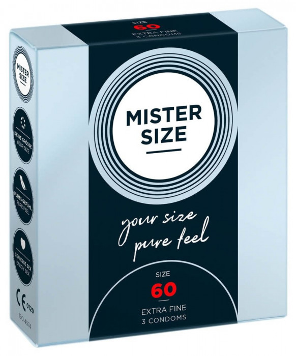 Pachet 3 Prezervative Mister Size (60 mm)